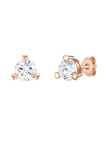 Ohrstecker Herz aus Sterling Silber mit Zirkonia in roségold