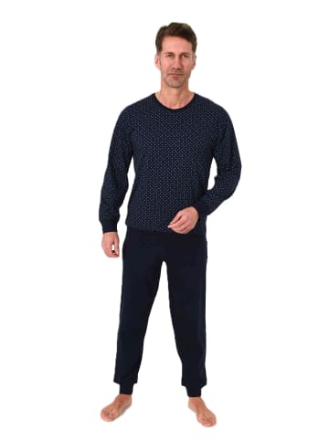 NORMANN Langarm Schlafanzug Pyjama Bündchen Minimalprint in gelb