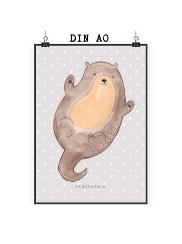 Mr. & Mrs. Panda Bild Otter Umarmen ohne Spruch in Grau Pastell