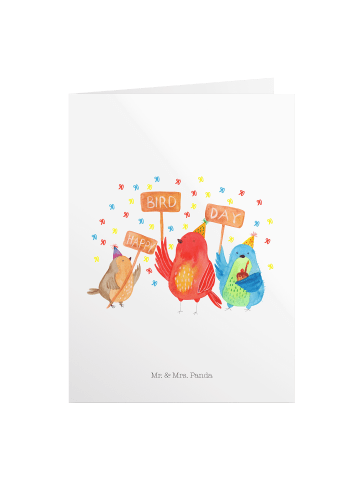Mr. & Mrs. Panda Einladungskarte 90. Geburtstag Happy Bird Day o... in Weiß