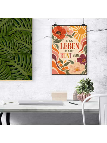 Poster Blume elegant Design mit Spruch in Weiß