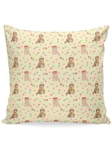 Mr. & Mrs. Panda Kissen 40x40 Otter Blumenstrauß ohne Spruch in Gelb
