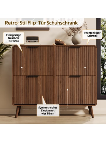ABRIHOME Schuhschrank in Walnuss nordisch 2 stöckig für 18-24 Paar Schuhe