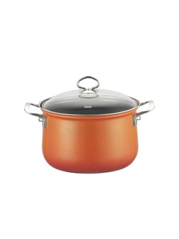 Riess Fleischtopf hoch mit Glasdeckel Emaille in Orange