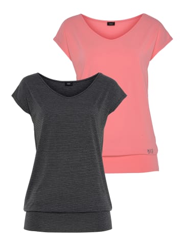 H.I.S. Funktionsshirt in schwarz, petrol-geringelt