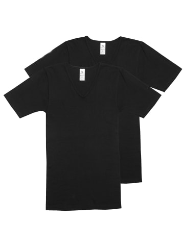 Haasis Bodywear 2er-Set: Shirt V-Ausschnitt in schwarz