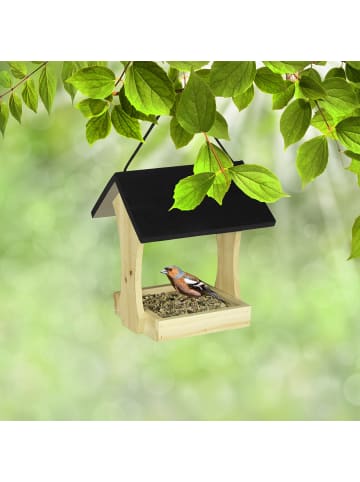 relaxdays Vogelfutterhaus in Schwarz/ Natur