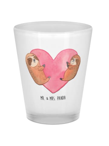 Mr. & Mrs. Panda Schnapsglas Faultiere Herz ohne Spruch in Transparent