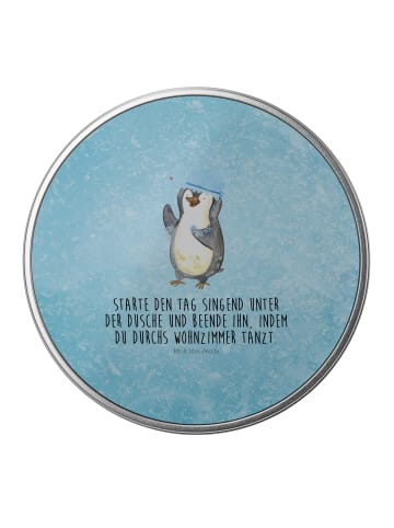 Mr. & Mrs. Panda Aufbewahrungsbehälter Pinguin Duschen mit Spruch in Eisblau