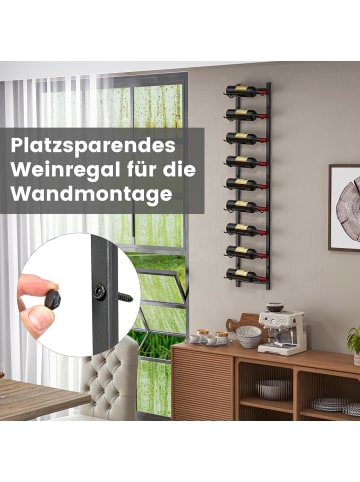 COSTWAY Weinregal Wand für 9 Flaschen in Schwarz