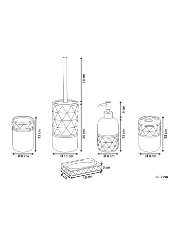 Beliani 5-tlg Badezimmer-Zubehör LANCO in Schwarz/Gold