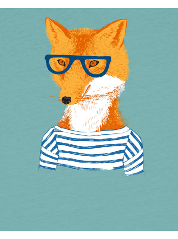 wat? Apparel T-Shirt Fuchs in Teal Monstera