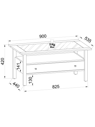 ebuy24 Couchtisch LingisL 3 Schwarz 90 x 54 cm