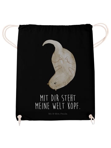 Mr. & Mrs. Panda Gym Bag Otter Kopfüber mit Spruch in Schwarz