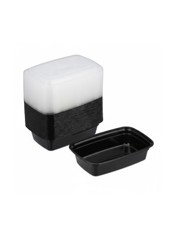 relaxdays 24 x Meal Prep Box in Schwarz/ Transparent