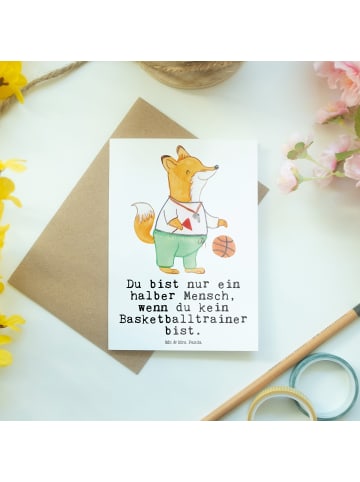 Mr. & Mrs. Panda Grußkarte Basketballtrainer Herz mit Spruch in Weiß