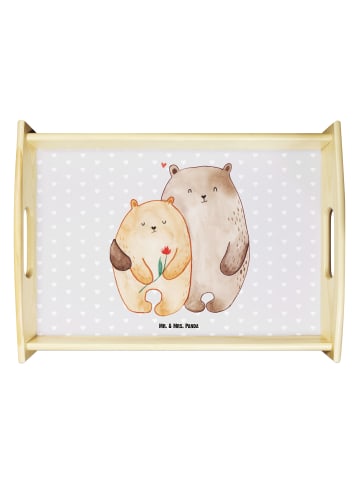 Mr. & Mrs. Panda Holztablett Bären Liebe ohne Spruch in Grau Pastell
