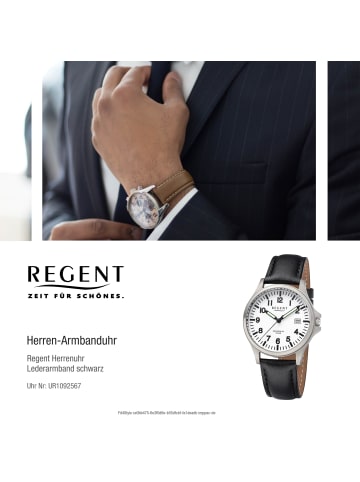 Regent Armbanduhr-Analog schwarz mittel (ca. 36mm) Regent Lederarmband