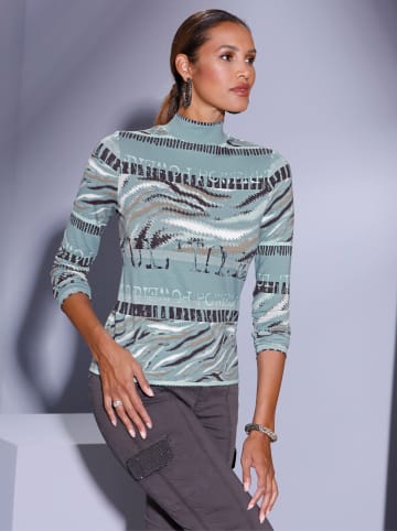 creation L Stehkragenshirt in jade-graphit-bedruckt