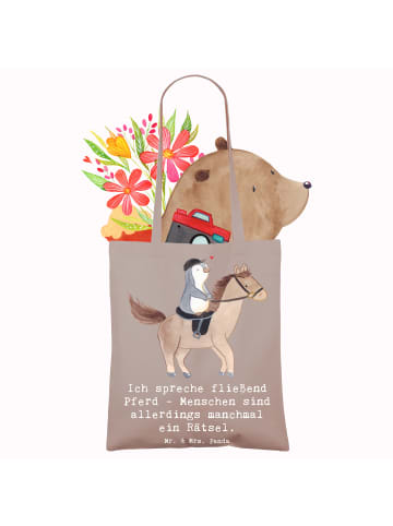Mr. & Mrs. Panda Tasche Reiten und Rätsel mit Spruch in Braun Pastell