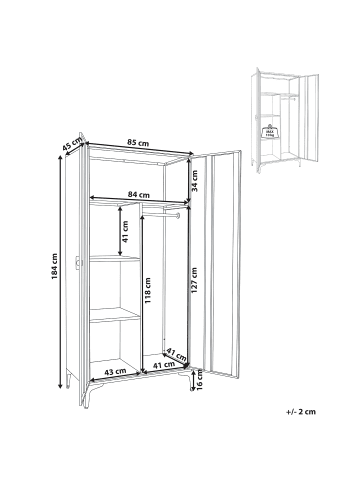 Beliani Büroschrank ARDURA in Beige - (W) 85 x (H) 184 x (L) 45 cm