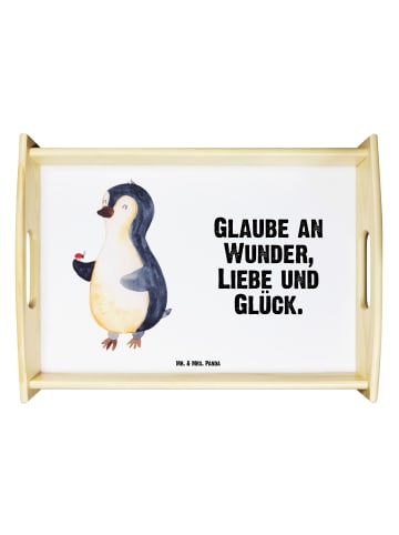 Mr. & Mrs. Panda Deko Tablett Pinguin Marienkäfer mit Spruch in Weiß