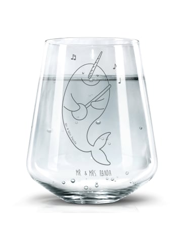Mr. & Mrs. Panda Trinkglas Narwal Gitarre ohne Spruch in Transparent