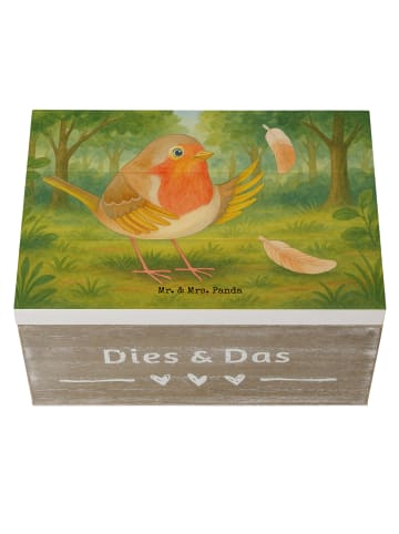 Mr. & Mrs. Panda Geschenkbox Rotkehlchen Federn Design ohne Spruch in Weiß