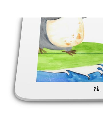 Mr. & Mrs. Panda Untersetzer Pinguin Surfer ohne Spruch in Weiß