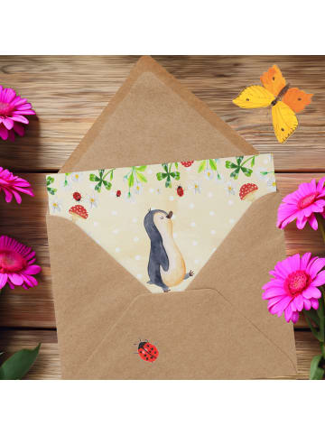 Mr. & Mrs. Panda Grußkarte Pinguin mHerzieren mit Spruch in Naturpapier