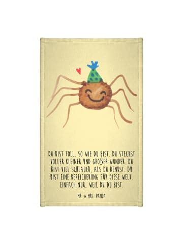 Mr. & Mrs. Panda Handtuch Spinne Agathe Party mit Spruch in Gelb Pastell