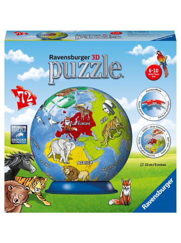 Ravensburger Kindererde 3D Puzzle-Ball 72 Teile | Erlebe Puzzeln in der 3. Dimension
