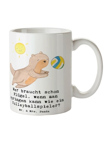 Mr. & Mrs. Panda Trinkbecher Volleyball Sprung mit Spruch in Weiß
