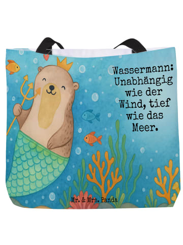 Mr. & Mrs. Panda Shopper Wassermann Astrologie Design mit Spruch in Weiß