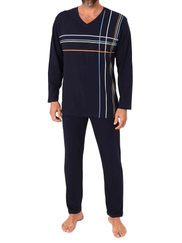 NORMANN Schlafanzug langarm Frontprint in navy