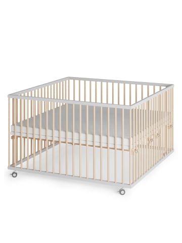 Sämann Sämann Laufgitter mit Matratze SleepPlus & Schlupfsprossen weiß/natur Premium