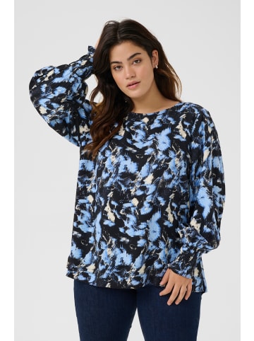 KAFFE curve Langarm-Bluse KClurana in Black/Blue Graphic Strokes