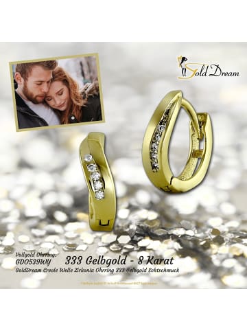 GoldDream Echtgold, 333er Gelbgold Damen Creolen Welle Ohrring ca. 13mm