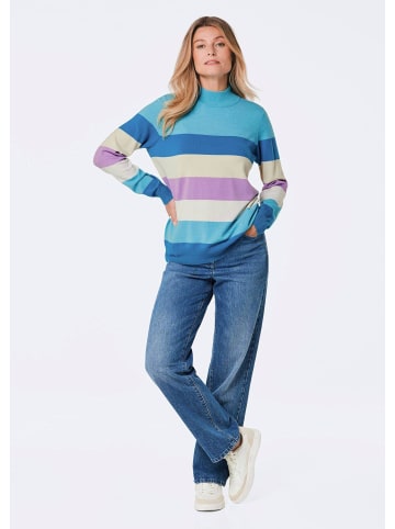 GOLDNER Kurzgröße:  Strickpullover Strickpullover in blau / gemustert