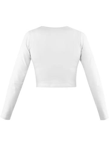 Janice 3 x Damen crop Langarmshirt Nerja in Weiß