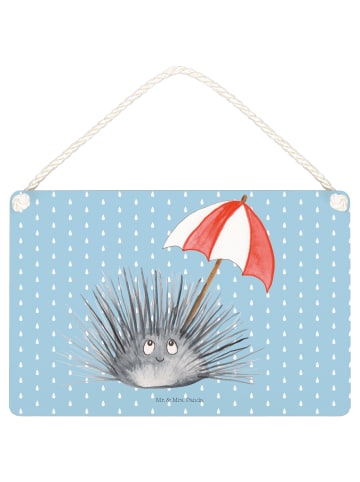 Mr. & Mrs. Panda Wandbild Holz Seeigel ohne Spruch in Blau Pastell