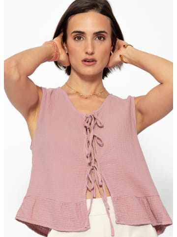 SASSYCLASSY Musselin Top mit Schleifenverschluss in Rosa