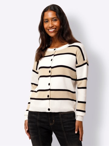 Heine Strickjacke in ecru-sand-gestreift