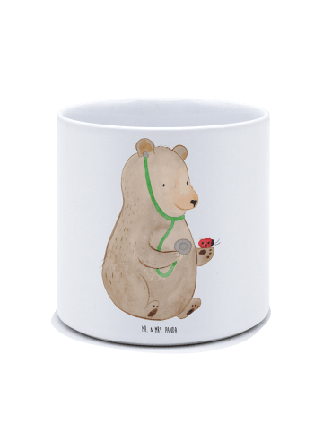 Mr. & Mrs. Panda Blumentopf Bär Arzt ohne Spruch in Weiß