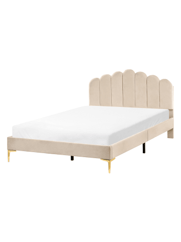 Beliani Doppelbett SAUVIAN in Beige/Gold - (W) 145 x (H) 98 x (L) 207 cm