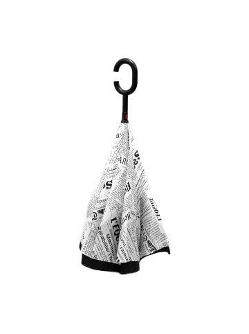 COFI 1453 Stockschirm mit Motiven Pongee mit c-förmigen Plastikgriff in Weiß