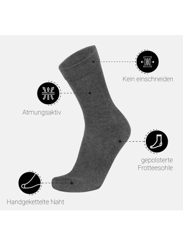 normani 6 Paar Gesundheitssocken mit Frotteesohle in Hellgrau/Mittelgrau/Dukelgrau