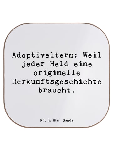 Mr. & Mrs. Panda Untersetzer Adoptiveltern Helden mit Spruch in Weiß