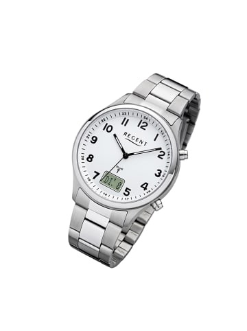 Regent Analog-Digital-Funkuhr Regent Funkuhren silber groß (ca. 40mm)