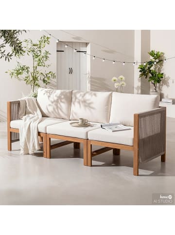 home24 Loungeset Bayton 3-teilig Kombi B in Beige / Braun